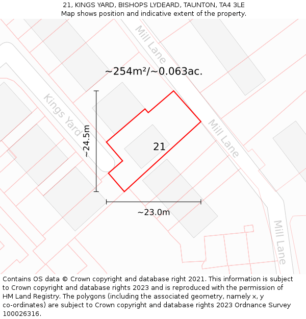 21, KINGS YARD, BISHOPS LYDEARD, TAUNTON, TA4 3LE: Plot and title map