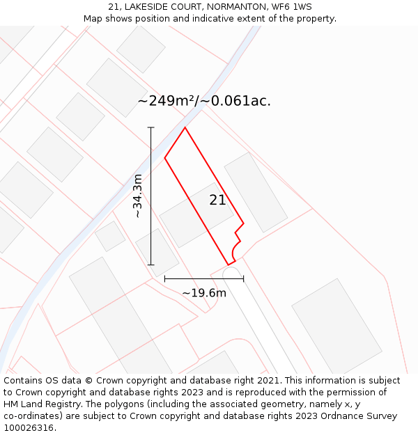 21, LAKESIDE COURT, NORMANTON, WF6 1WS: Plot and title map