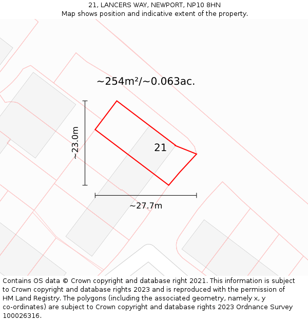 21, LANCERS WAY, NEWPORT, NP10 8HN: Plot and title map
