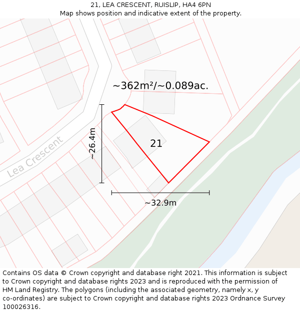 21, LEA CRESCENT, RUISLIP, HA4 6PN: Plot and title map