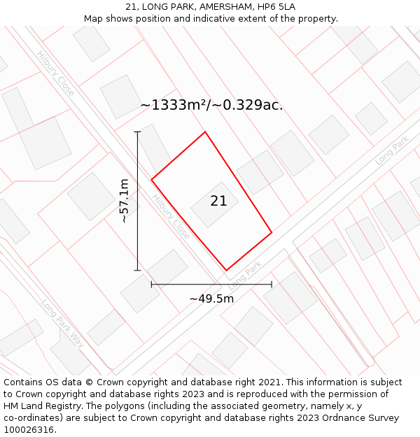 21, LONG PARK, AMERSHAM, HP6 5LA: Plot and title map