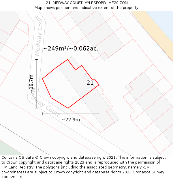 21, MEDWAY COURT, AYLESFORD, ME20 7QN: Plot and title map