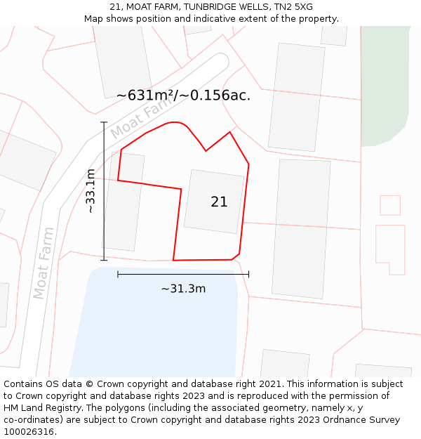 21, MOAT FARM, TUNBRIDGE WELLS, TN2 5XG: Plot and title map