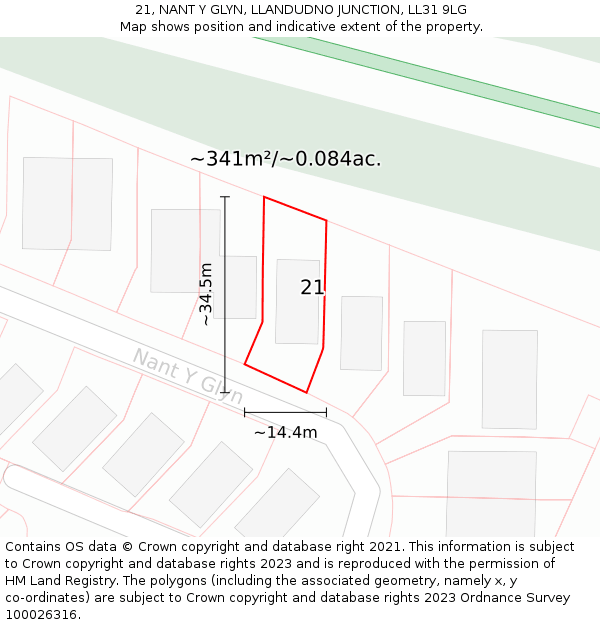 21, NANT Y GLYN, LLANDUDNO JUNCTION, LL31 9LG: Plot and title map