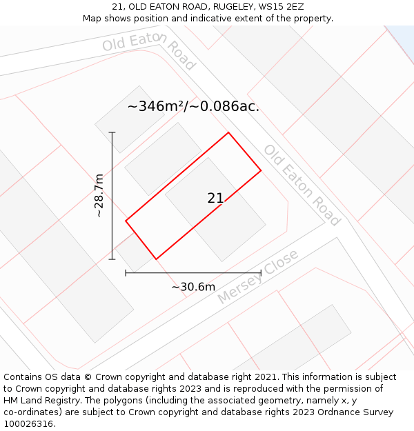 21, OLD EATON ROAD, RUGELEY, WS15 2EZ: Plot and title map