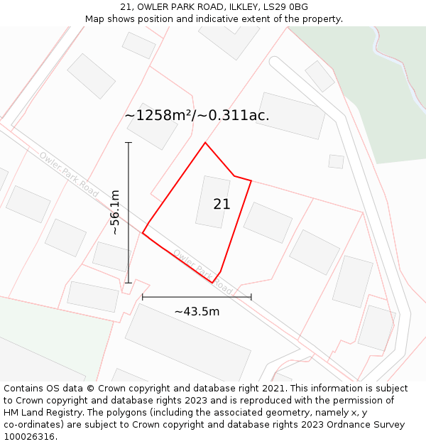 21, OWLER PARK ROAD, ILKLEY, LS29 0BG: Plot and title map