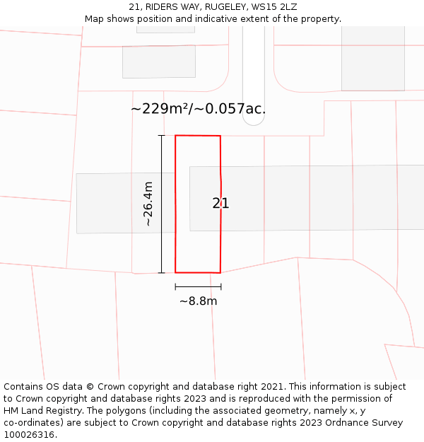 21, RIDERS WAY, RUGELEY, WS15 2LZ: Plot and title map