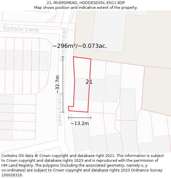21, RIVERSMEAD, HODDESDON, EN11 8DP: Plot and title map
