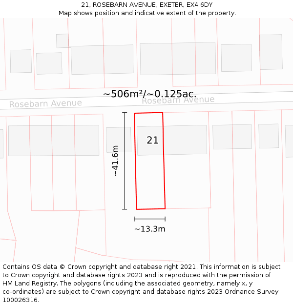 21, ROSEBARN AVENUE, EXETER, EX4 6DY: Plot and title map