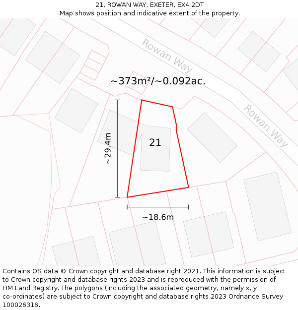 21, ROWAN WAY, EXETER, EX4 2DT: Plot and title map