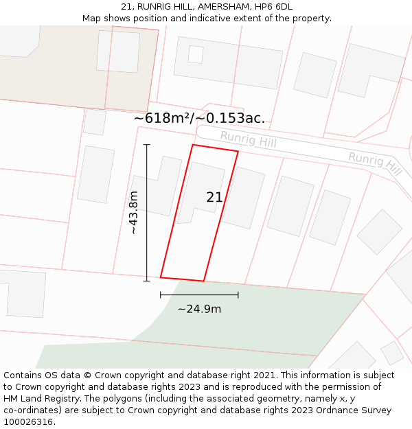 21, RUNRIG HILL, AMERSHAM, HP6 6DL: Plot and title map