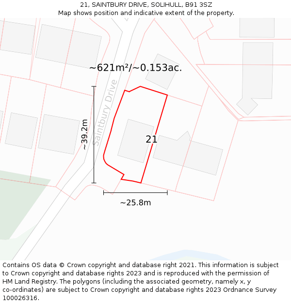 21, SAINTBURY DRIVE, SOLIHULL, B91 3SZ: Plot and title map