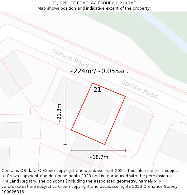 21, SPRUCE ROAD, AYLESBURY, HP19 7AE: Plot and title map