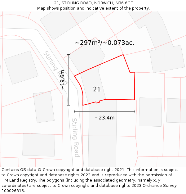 21, STIRLING ROAD, NORWICH, NR6 6GE: Plot and title map