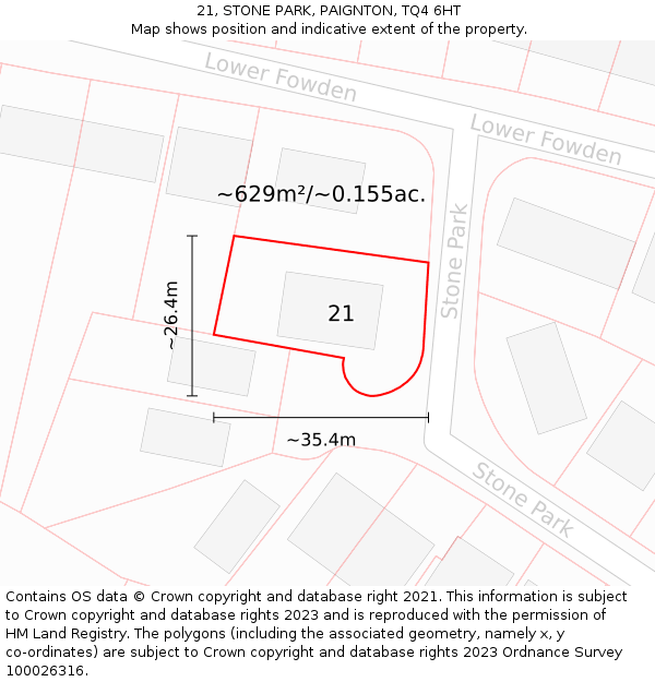 21, STONE PARK, PAIGNTON, TQ4 6HT: Plot and title map