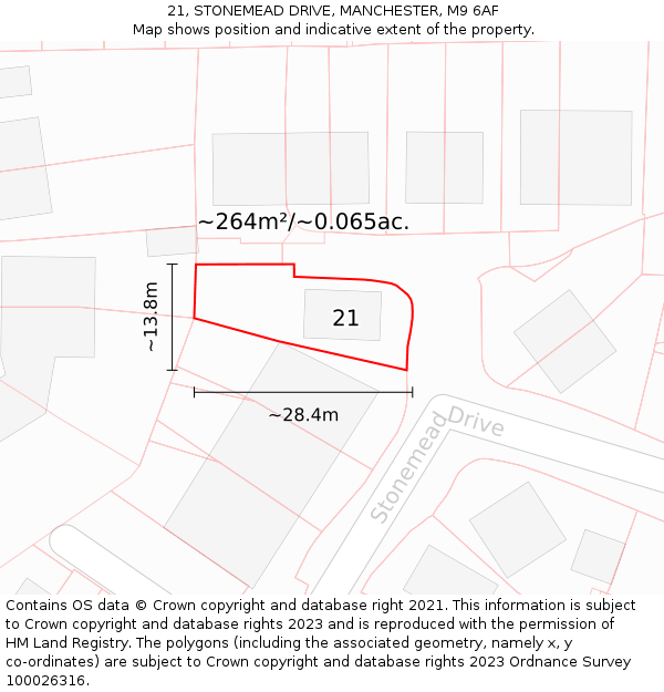 21, STONEMEAD DRIVE, MANCHESTER, M9 6AF: Plot and title map