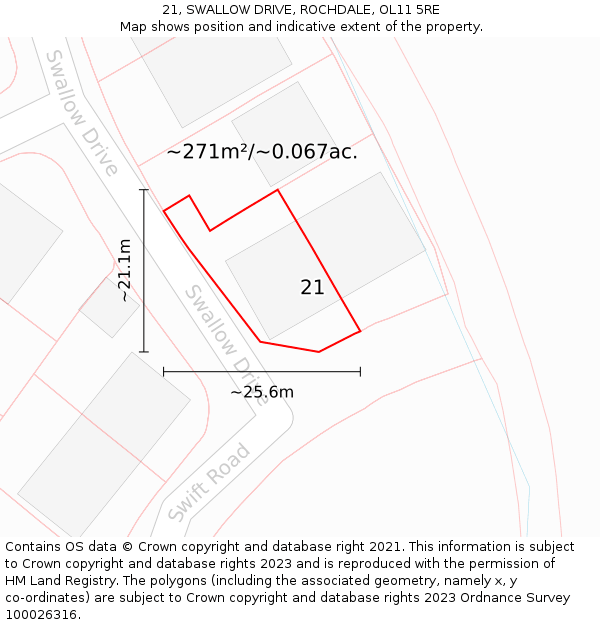 21, SWALLOW DRIVE, ROCHDALE, OL11 5RE: Plot and title map