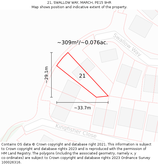 21, SWALLOW WAY, MARCH, PE15 9HR: Plot and title map