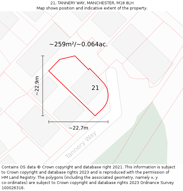 21, TANNERY WAY, MANCHESTER, M18 8LH: Plot and title map