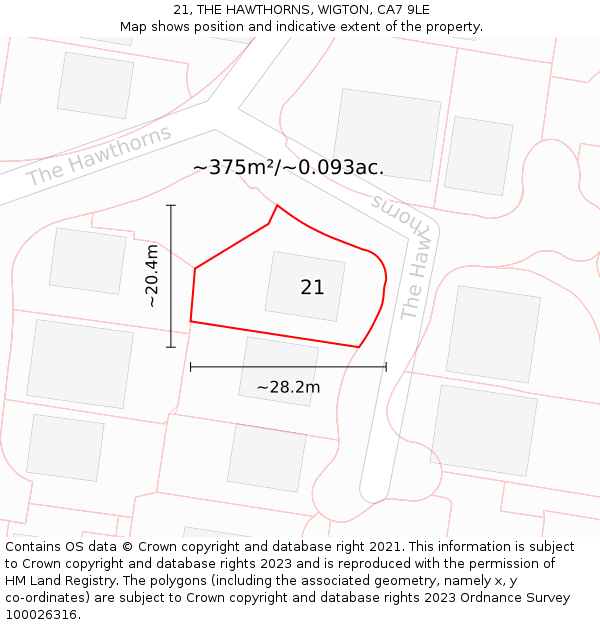 21, THE HAWTHORNS, WIGTON, CA7 9LE: Plot and title map