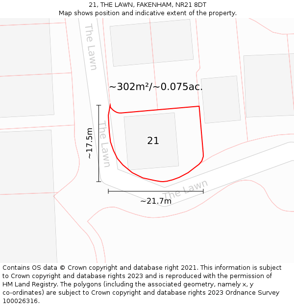 21, THE LAWN, FAKENHAM, NR21 8DT: Plot and title map