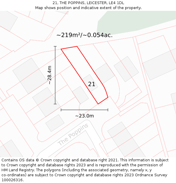 21, THE POPPINS, LEICESTER, LE4 1DL: Plot and title map