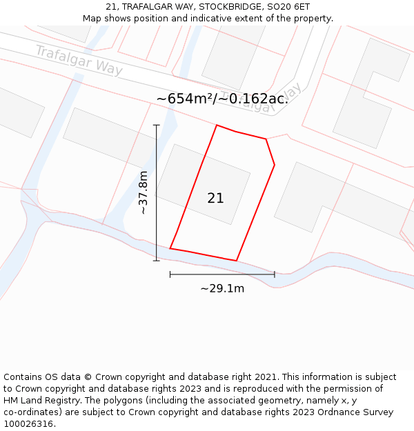 21, TRAFALGAR WAY, STOCKBRIDGE, SO20 6ET: Plot and title map