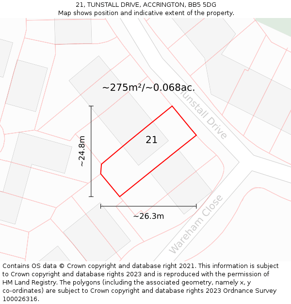 21, TUNSTALL DRIVE, ACCRINGTON, BB5 5DG: Plot and title map