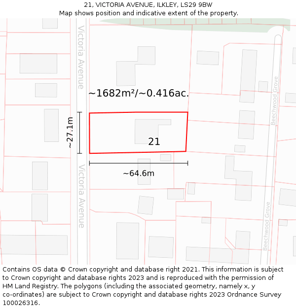 21, VICTORIA AVENUE, ILKLEY, LS29 9BW: Plot and title map