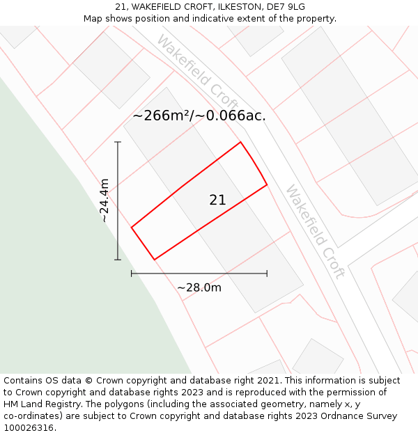 21, WAKEFIELD CROFT, ILKESTON, DE7 9LG: Plot and title map