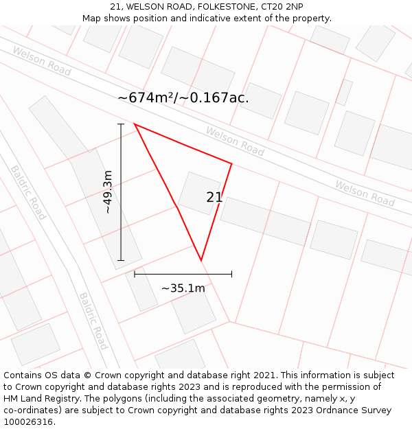 21, WELSON ROAD, FOLKESTONE, CT20 2NP: Plot and title map