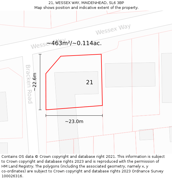 21, WESSEX WAY, MAIDENHEAD, SL6 3BP: Plot and title map
