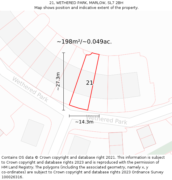 21, WETHERED PARK, MARLOW, SL7 2BH: Plot and title map