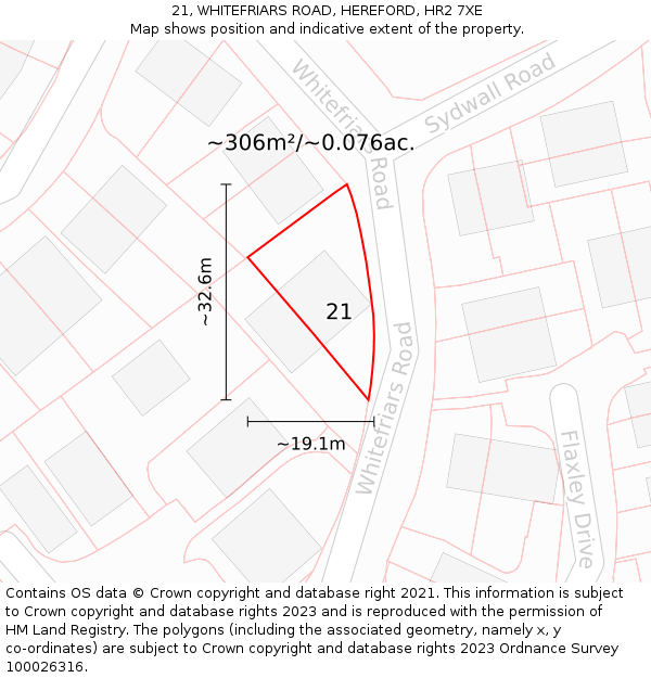 21, WHITEFRIARS ROAD, HEREFORD, HR2 7XE: Plot and title map