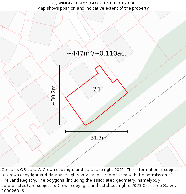 21, WINDFALL WAY, GLOUCESTER, GL2 0RP: Plot and title map