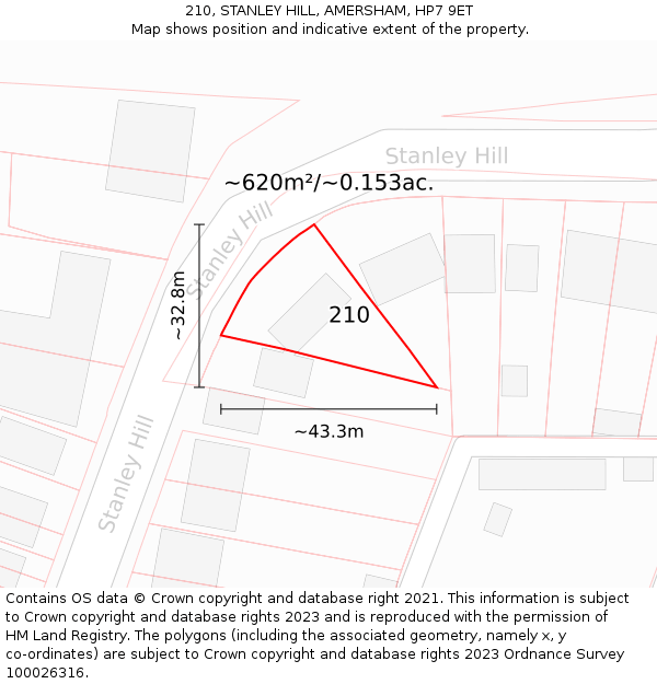 210, STANLEY HILL, AMERSHAM, HP7 9ET: Plot and title map