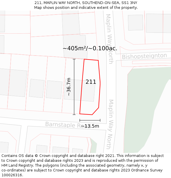 211, MAPLIN WAY NORTH, SOUTHEND-ON-SEA, SS1 3NY: Plot and title map