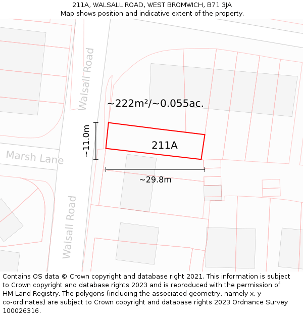 211A, WALSALL ROAD, WEST BROMWICH, B71 3JA: Plot and title map