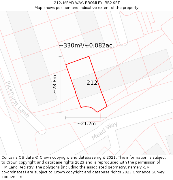212, MEAD WAY, BROMLEY, BR2 9ET: Plot and title map