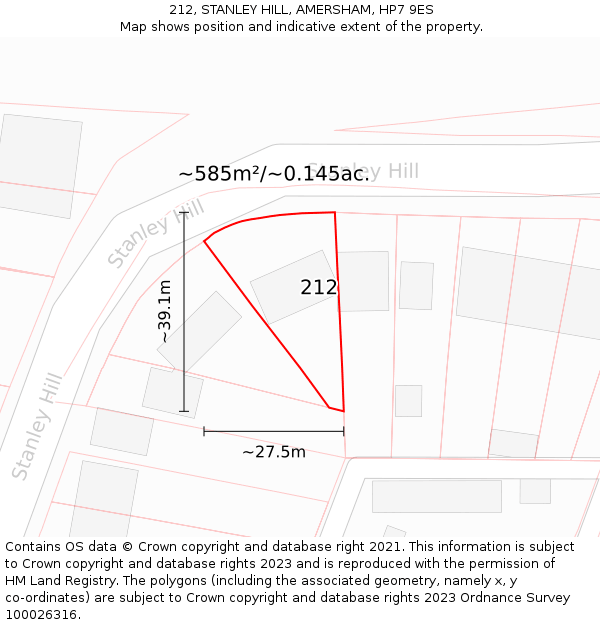 212, STANLEY HILL, AMERSHAM, HP7 9ES: Plot and title map