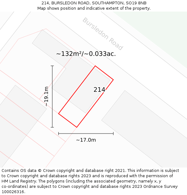 214, BURSLEDON ROAD, SOUTHAMPTON, SO19 8NB: Plot and title map