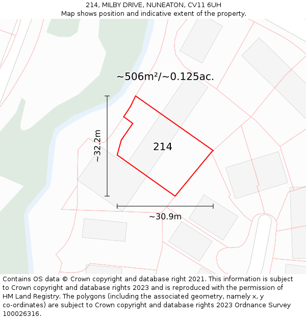 214, MILBY DRIVE, NUNEATON, CV11 6UH: Plot and title map