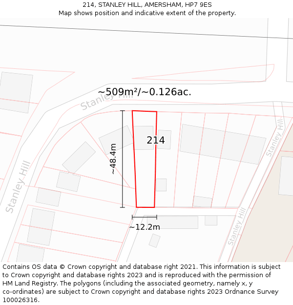 214, STANLEY HILL, AMERSHAM, HP7 9ES: Plot and title map