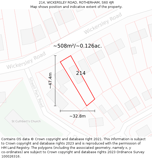 214, WICKERSLEY ROAD, ROTHERHAM, S60 4JR: Plot and title map