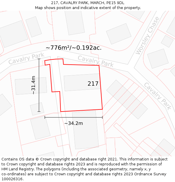 217, CAVALRY PARK, MARCH, PE15 9DL: Plot and title map