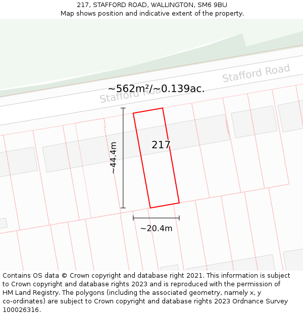 217, STAFFORD ROAD, WALLINGTON, SM6 9BU: Plot and title map