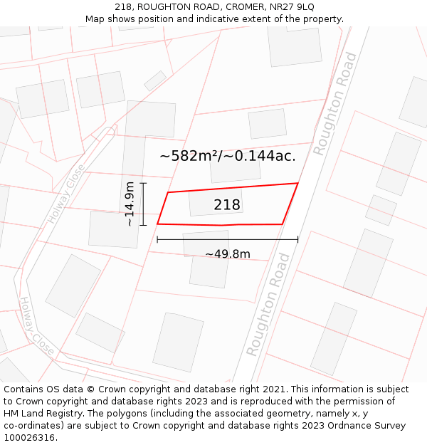 218, ROUGHTON ROAD, CROMER, NR27 9LQ: Plot and title map