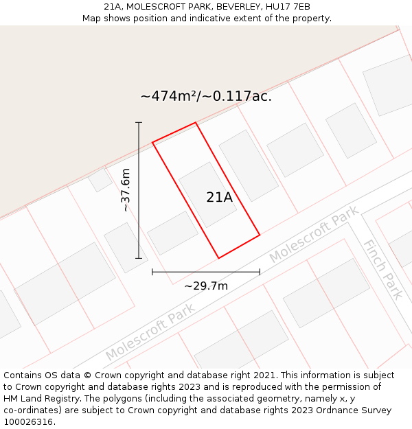 21A, MOLESCROFT PARK, BEVERLEY, HU17 7EB: Plot and title map