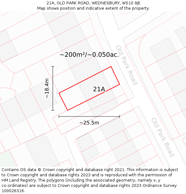 21A, OLD PARK ROAD, WEDNESBURY, WS10 9JE: Plot and title map