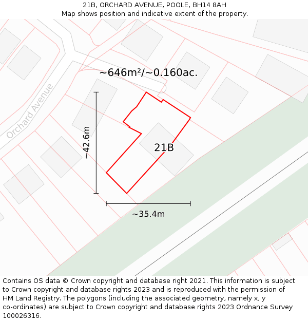 21B, ORCHARD AVENUE, POOLE, BH14 8AH: Plot and title map